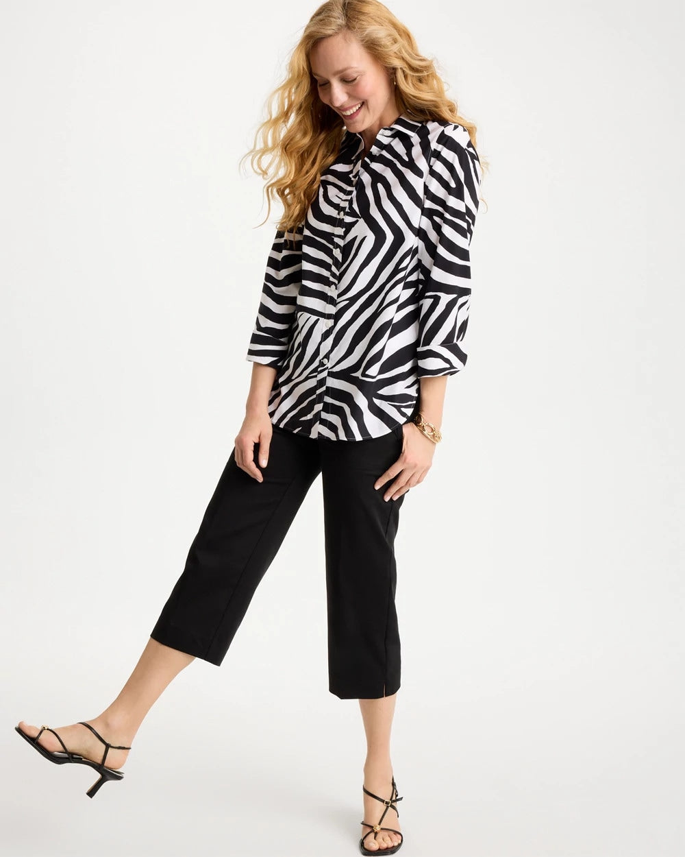 Black No Iron™ Stretch Animal Print Shirt
