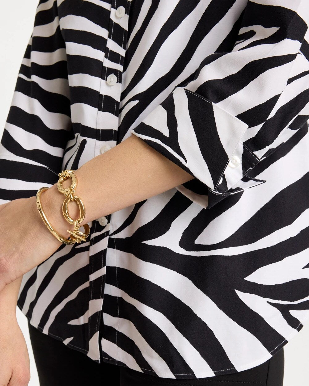 Black No Iron™ Stretch Animal Print Shirt