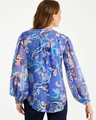 Amparo Blue Georgette Paisley Blouse