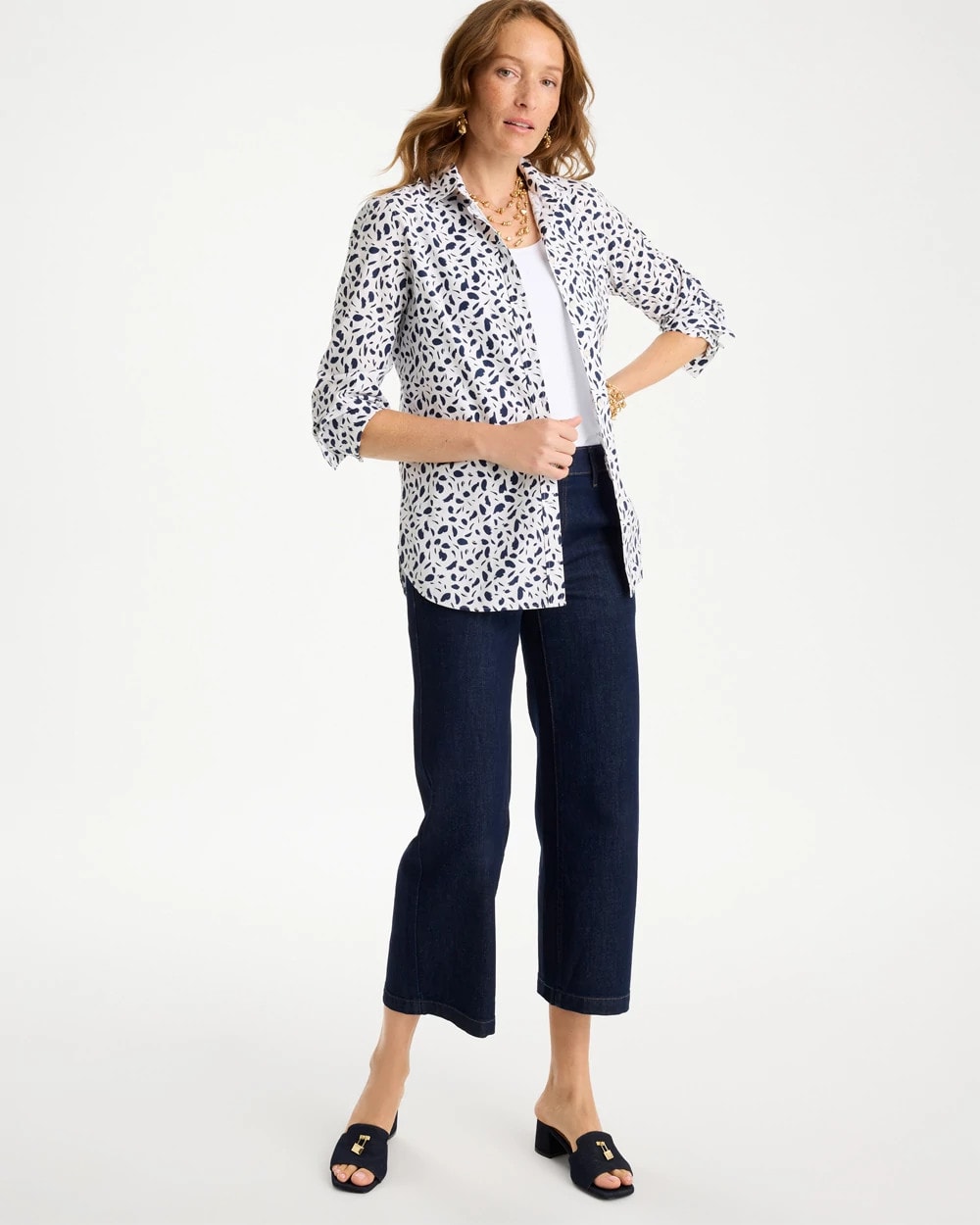Optic White No Iron™ Stretch Printed Shirt