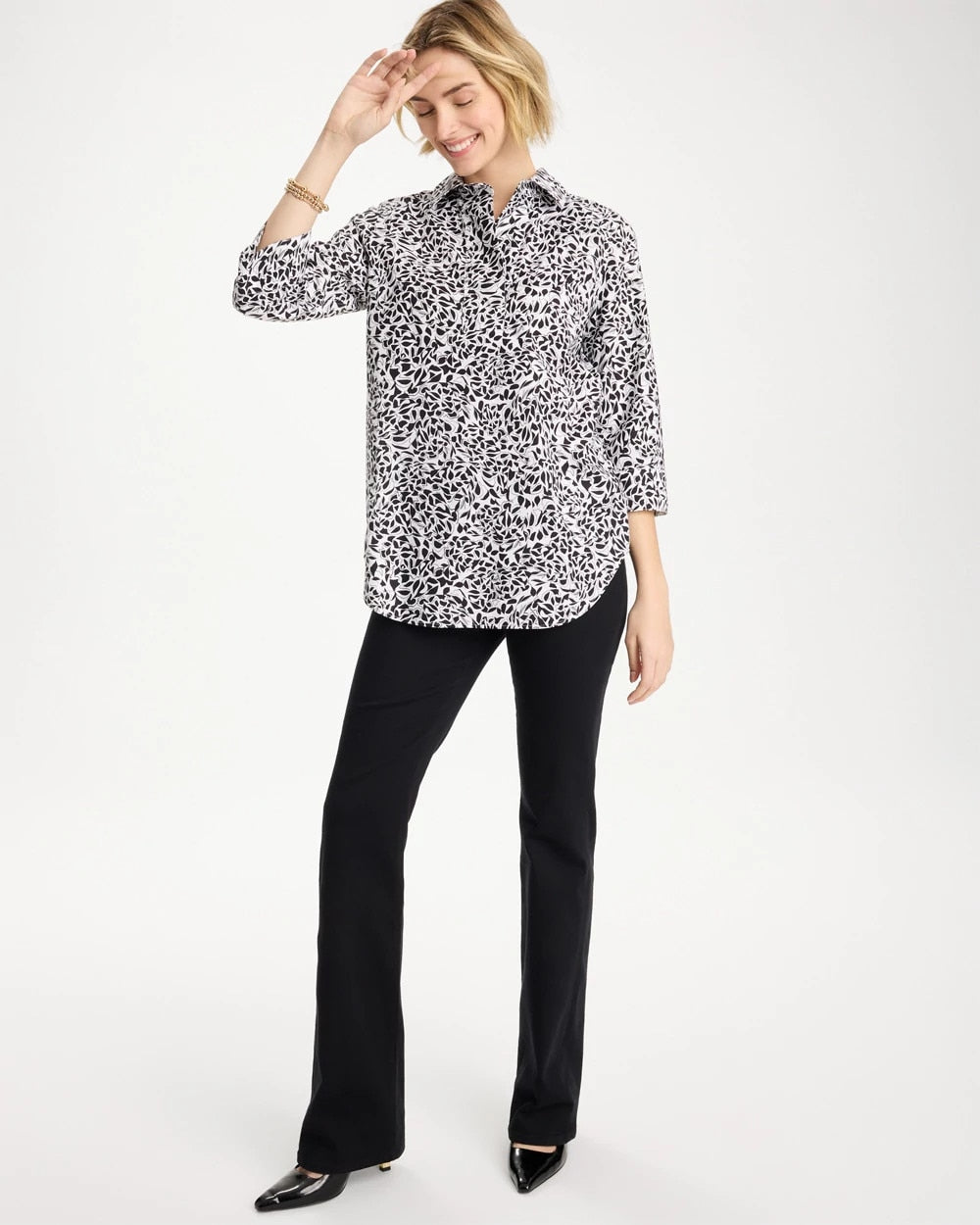 Black No Iron™ Stretch Printed Popover