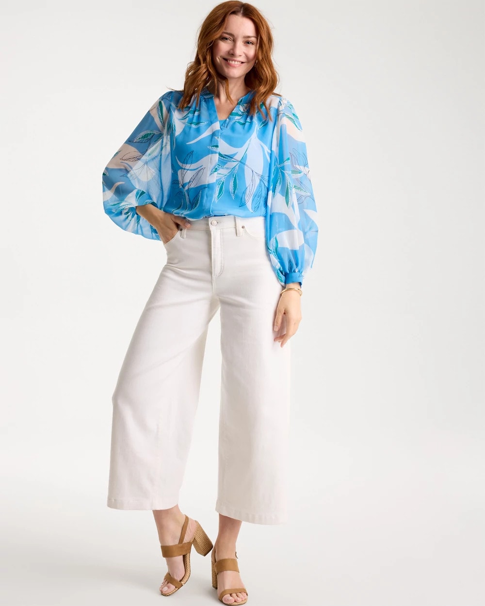 Blue Tide Georgette Printed Blouse