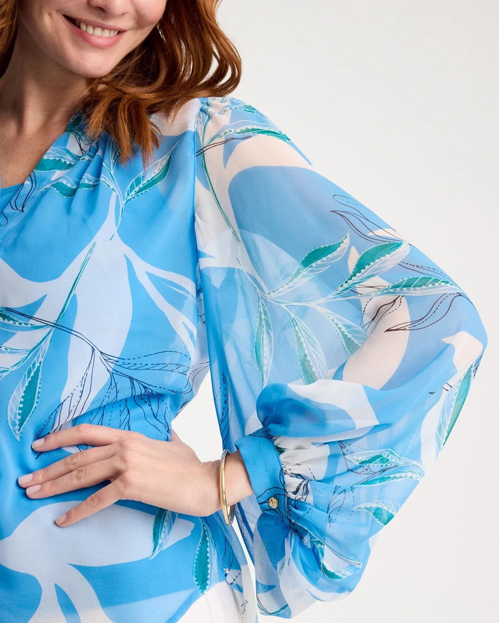 Blue Tide Georgette Printed Blouse