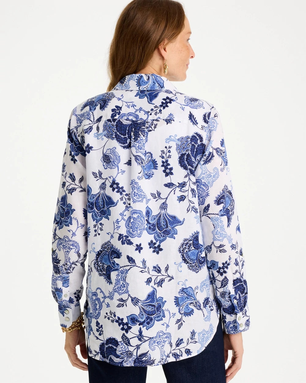 Amparo Blue No Iron™ Linen Bloom Shirt