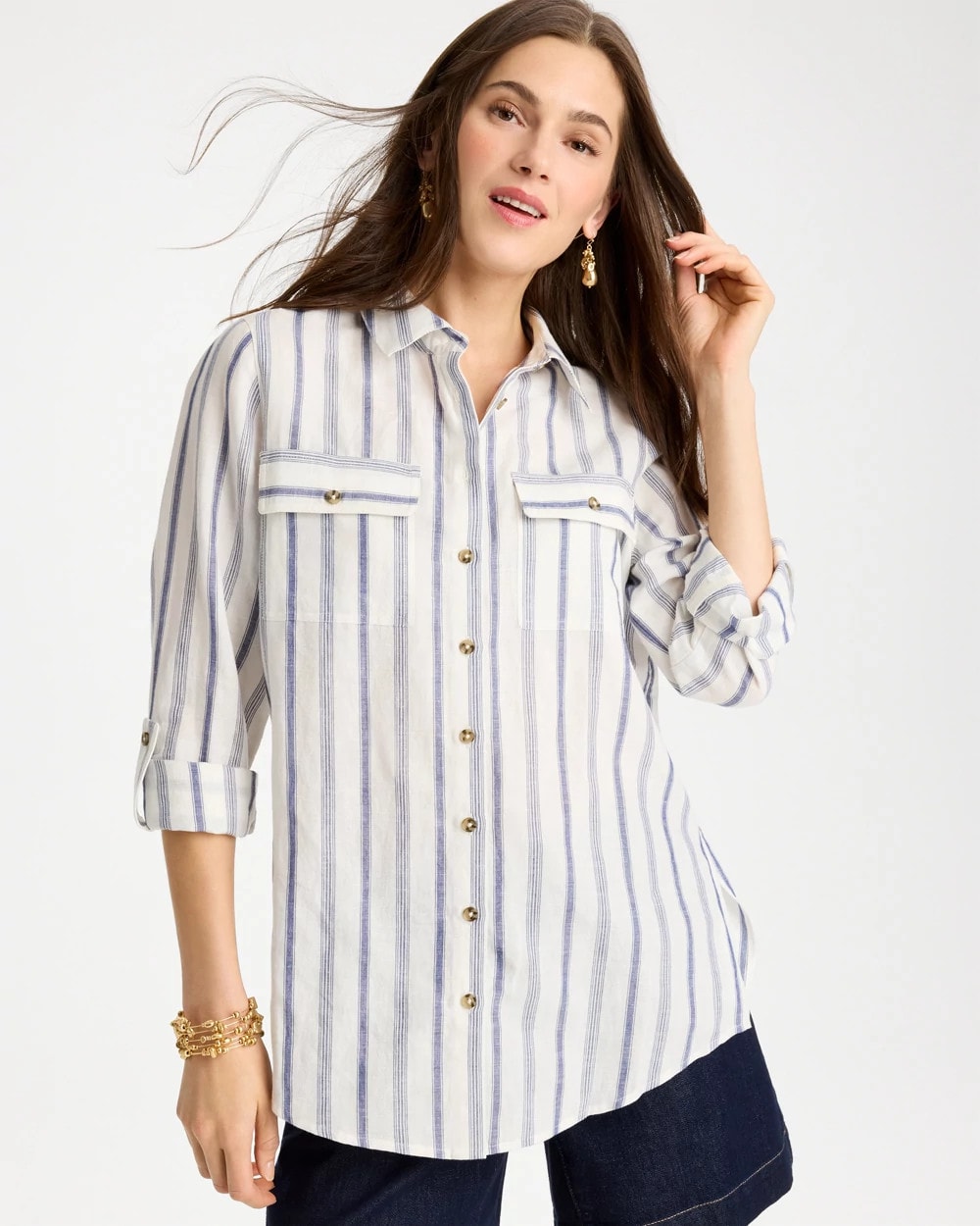 Indigo Linen-Cotton Utility Tunic