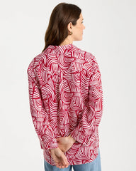 Cherry Lush No Iron™ Linen Geo Print Shirt