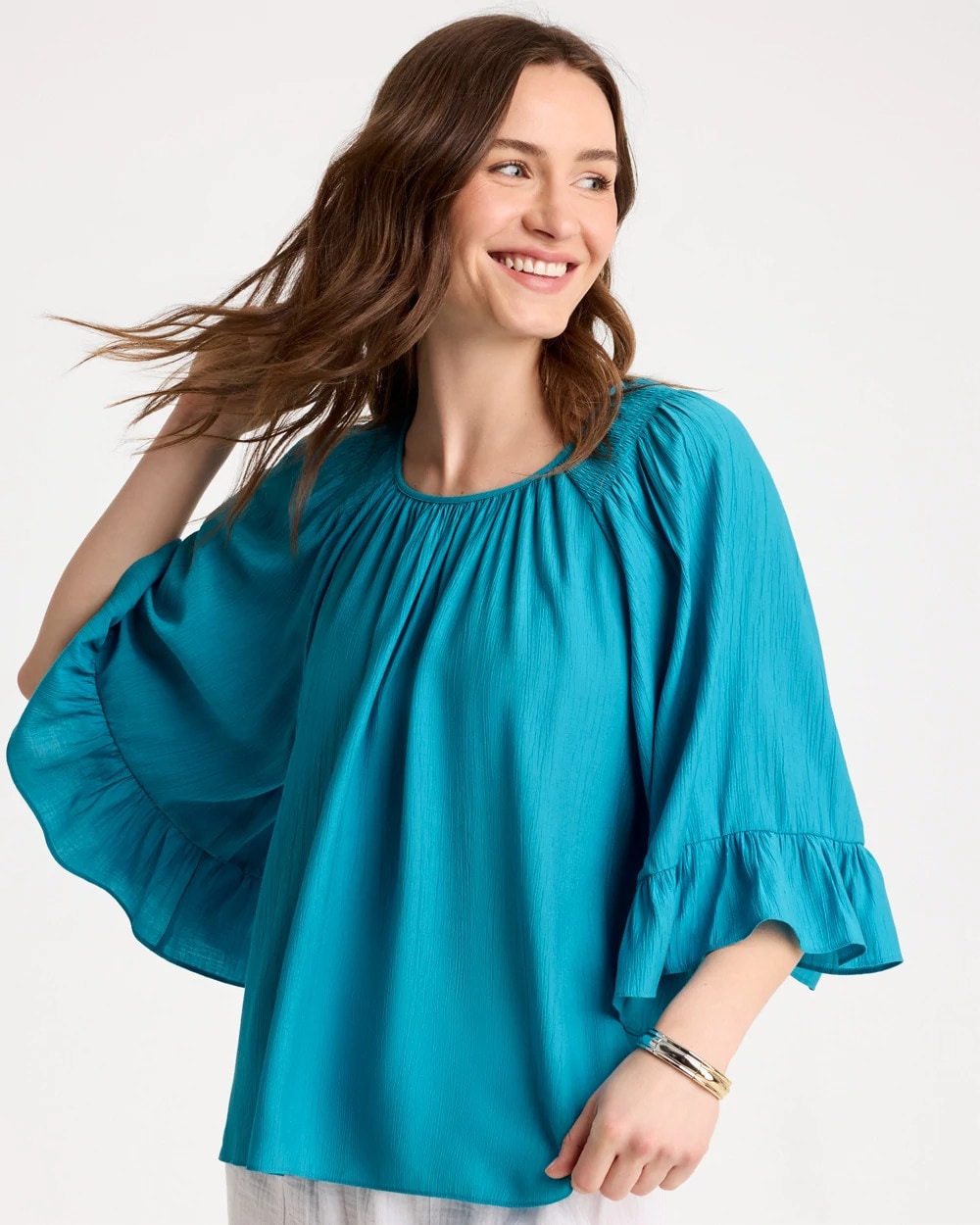 Lagoon Blue Georgette Swing Blouse