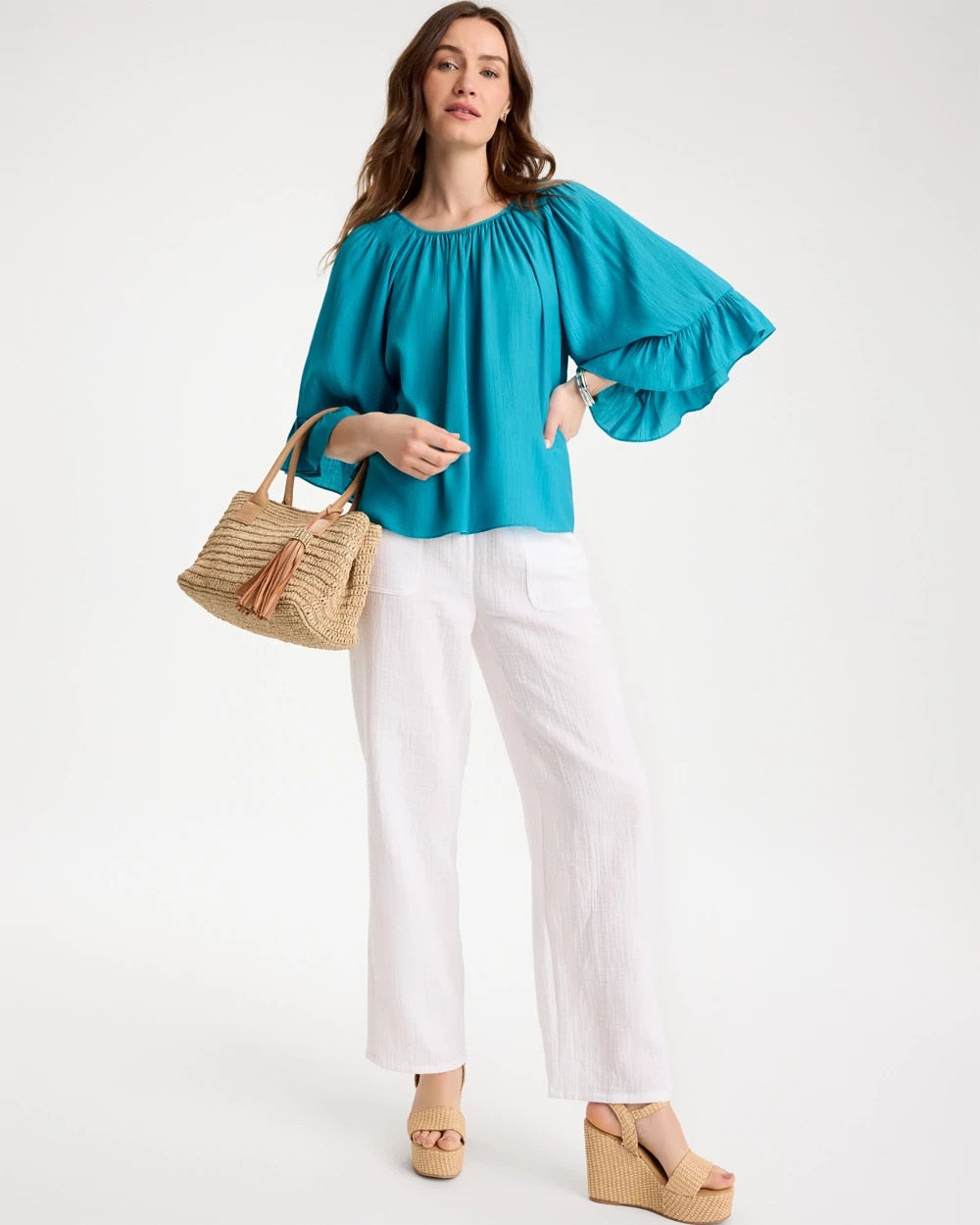 Lagoon Blue Georgette Swing Blouse