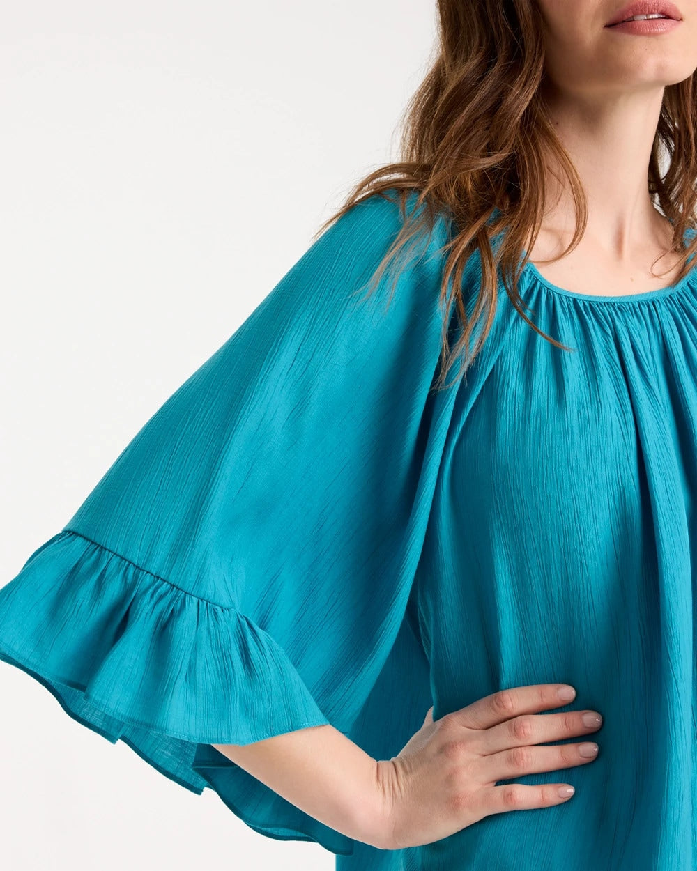 Lagoon Blue Georgette Swing Blouse