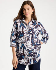 Passport Blue Printed No Iron Linen Shirt