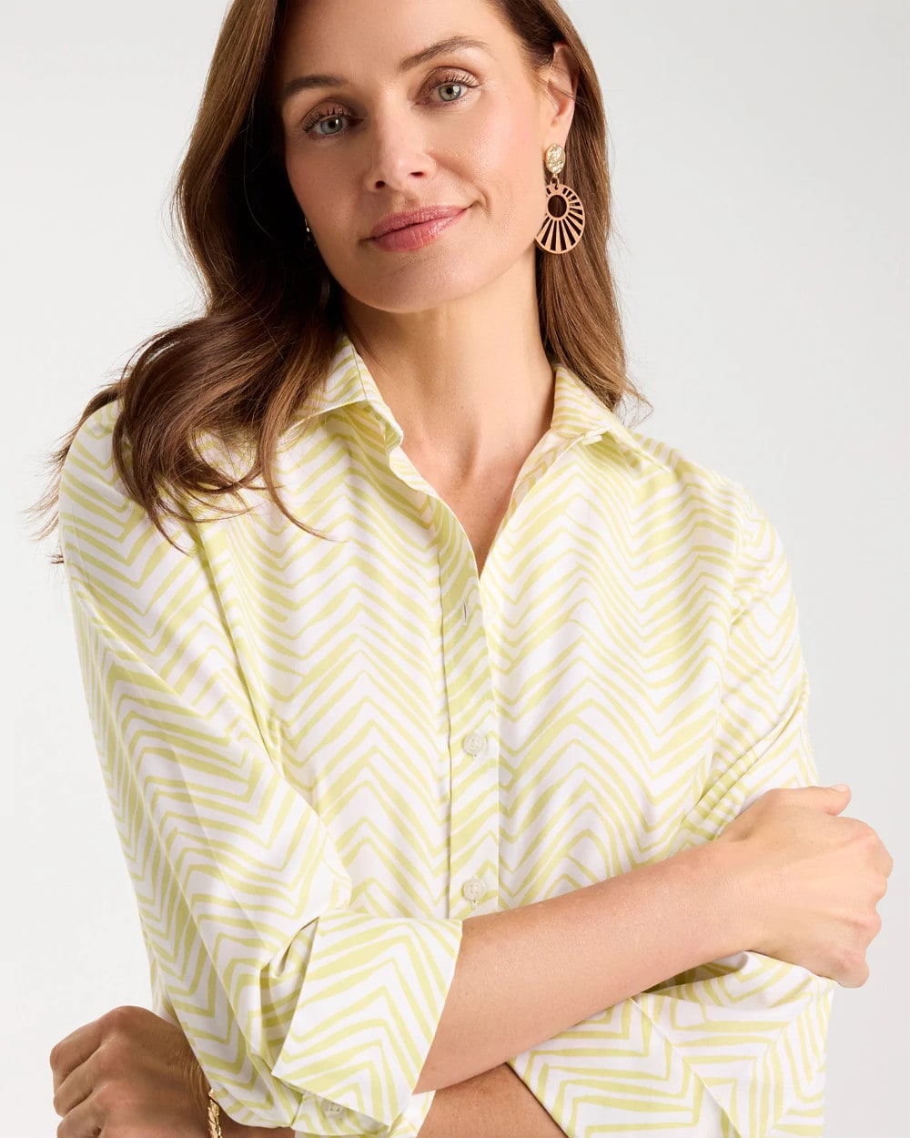 Soft Lime Chevron No Iron Stretch Shirt
