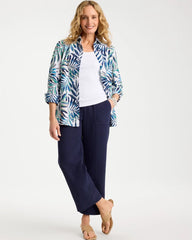 Passport Blue Palm No Iron Stretch Shirt