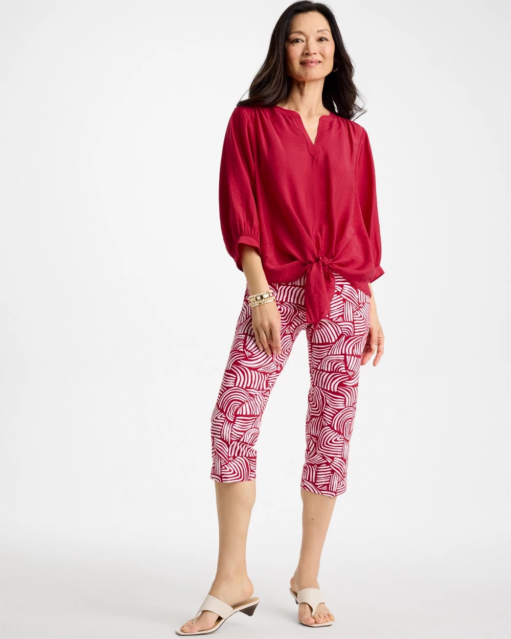 Cherry Lush Brigitte™ Slim Geo Pull-On Capri Pant