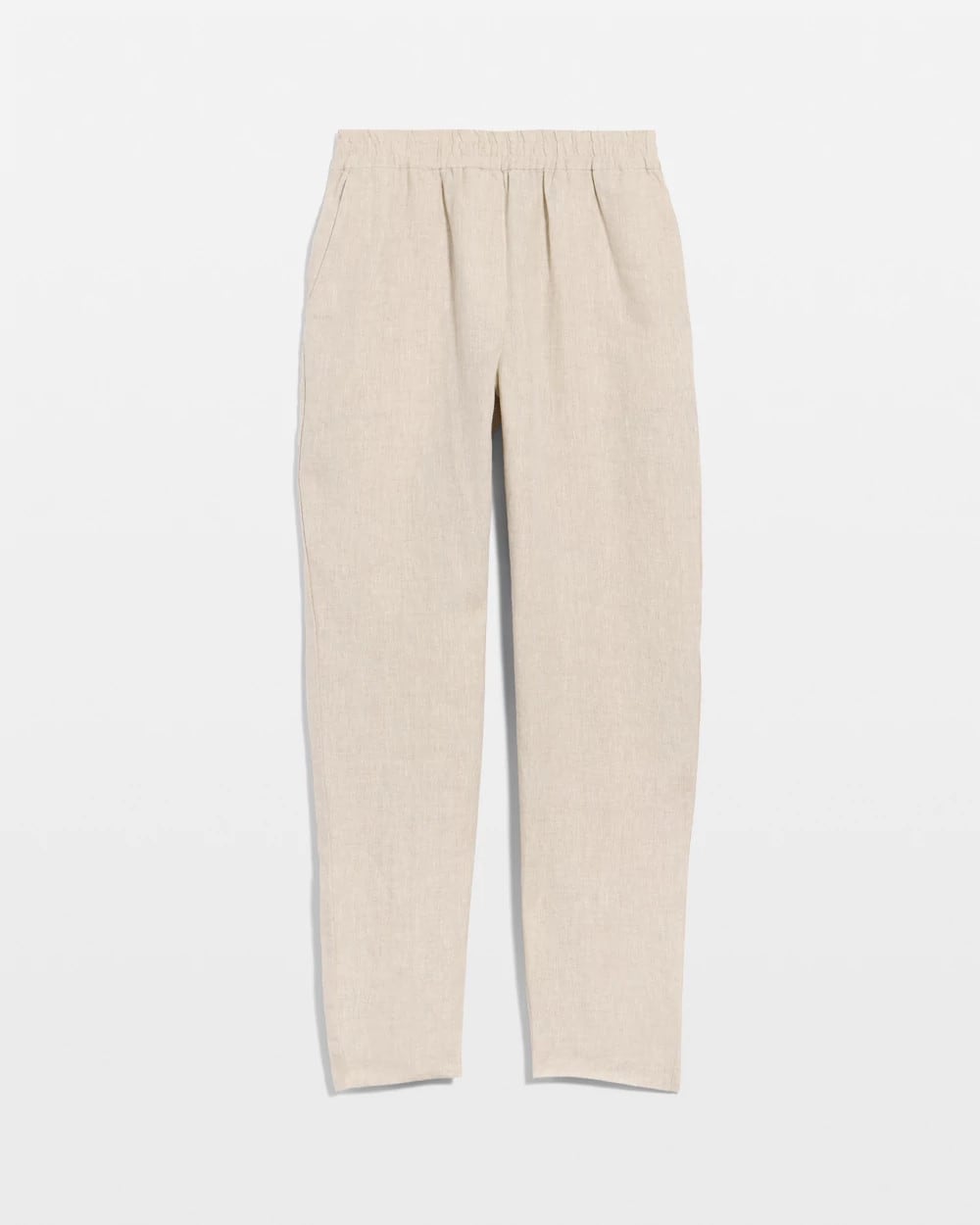 Oatmeal Linen Straight Tapered Ankle Pants