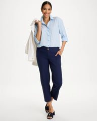 Passport Blue Relaxed Linen Crop Pant