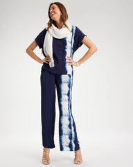 Passport Blue Faux Silk Tie-Dye Palazzo Pants