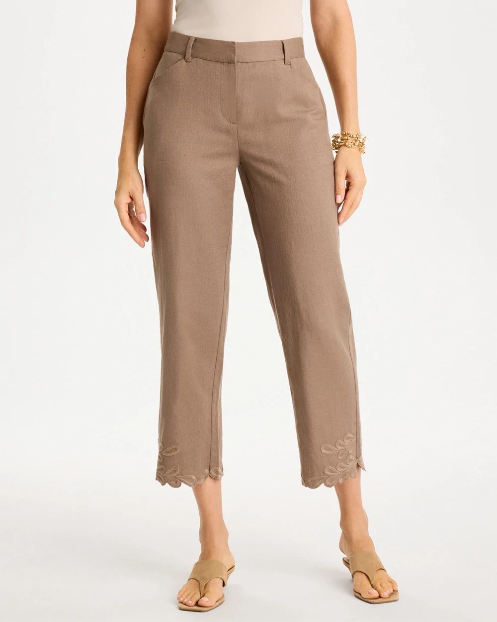 Topaz Smoke Linen Fly Front Pants