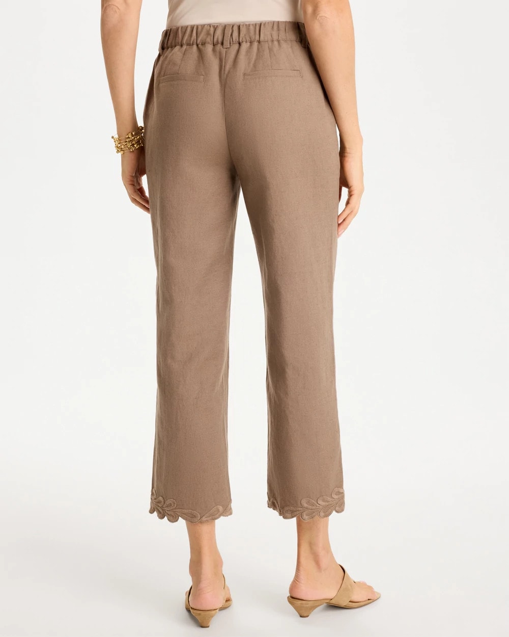 Topaz Smoke Linen Fly Front Pants