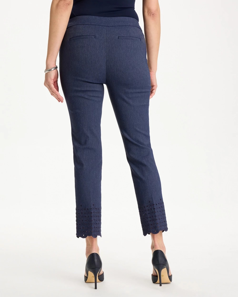 Indigo Brigitte™ Slim Embroidered Pull-On Crop Pant