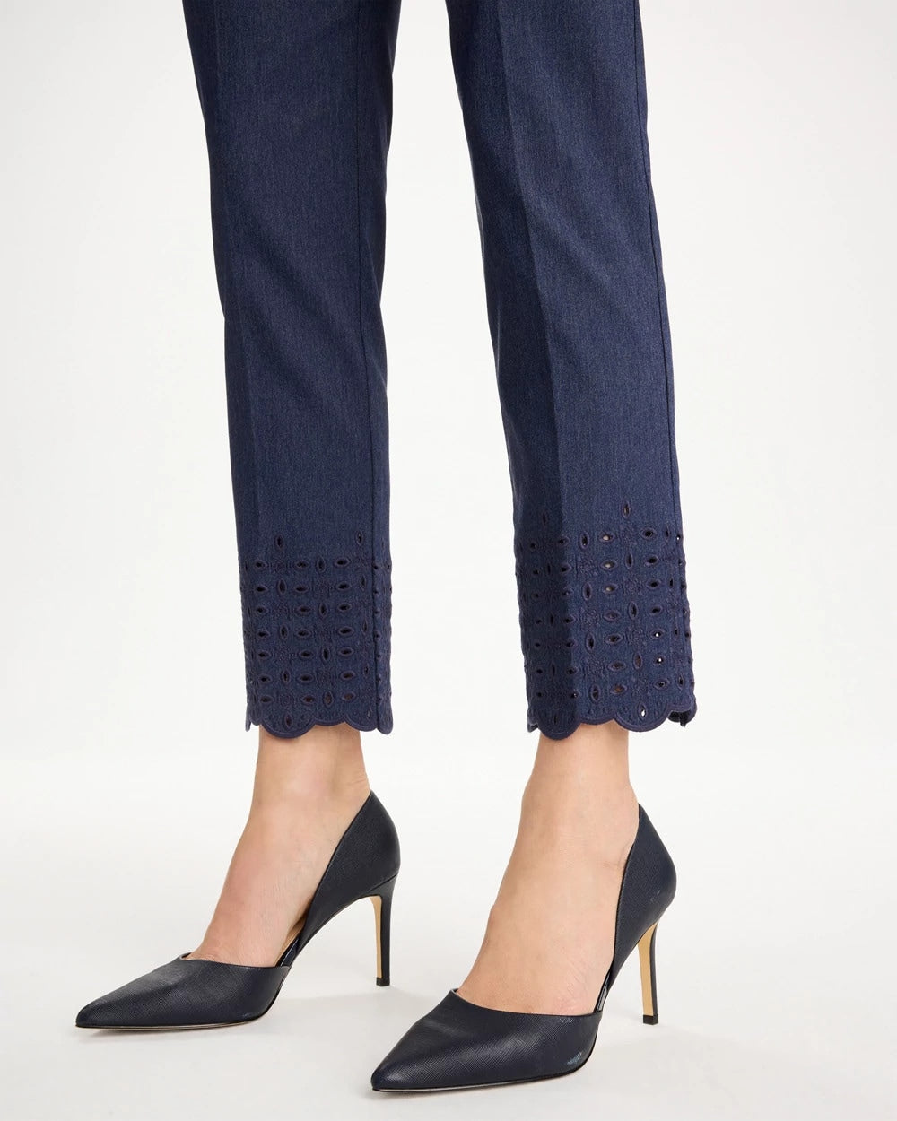Indigo Brigitte™ Slim Embroidered Pull-On Crop Pant