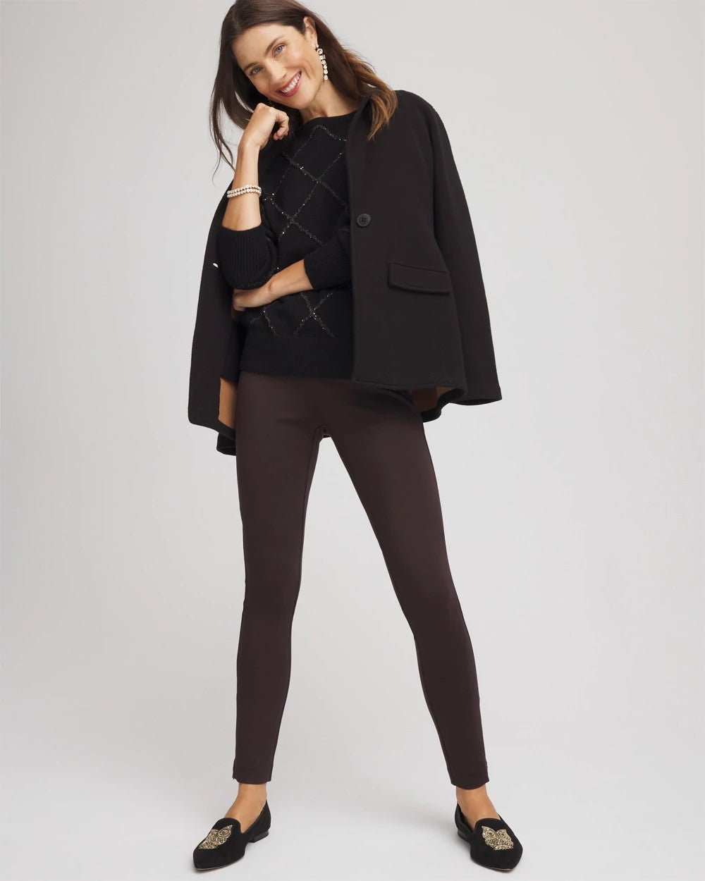 Cocoa Bean Juliet Slim Zip-Ankle Leggings