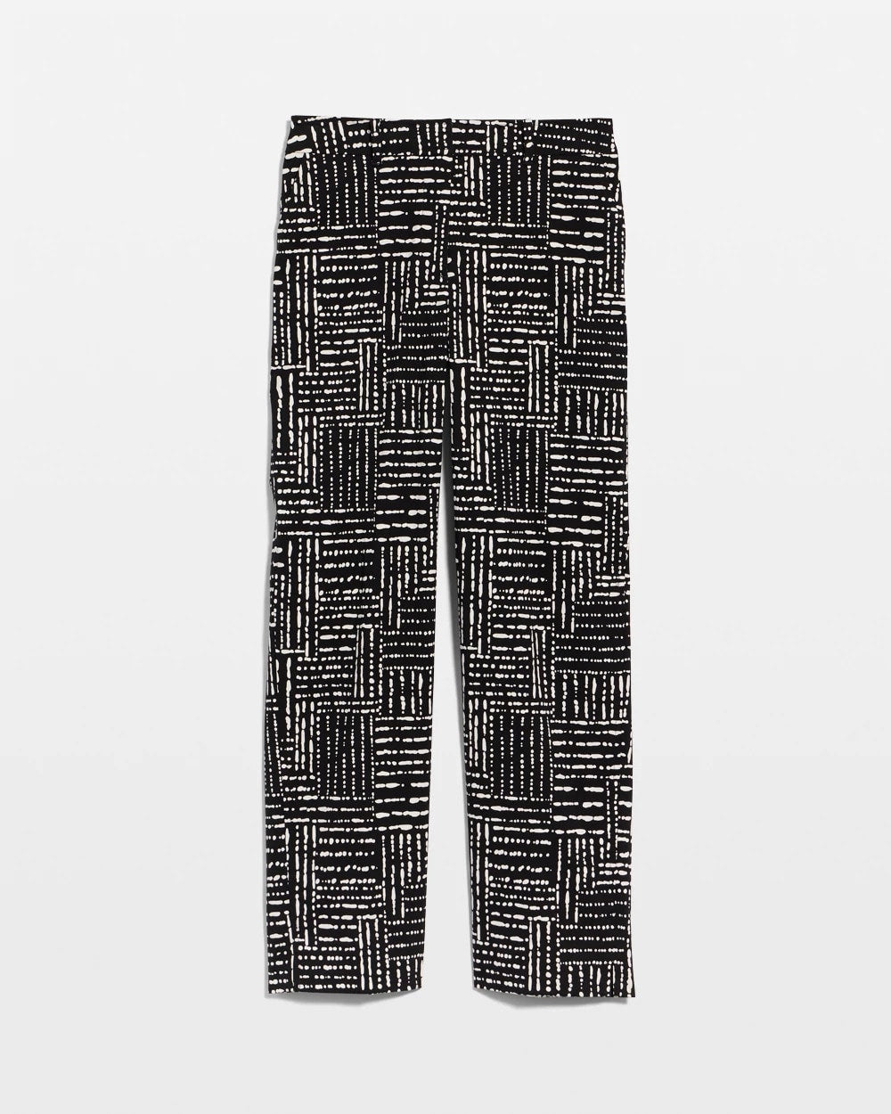 Black Emme Fly Front Straight Printed Crop Pants
