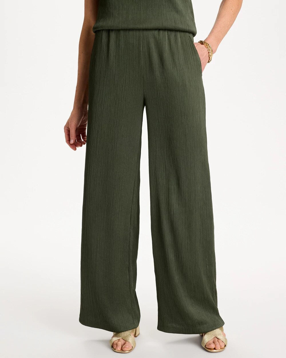 Kelp Forest Petite Travelers™ Crinkle Textured Pants