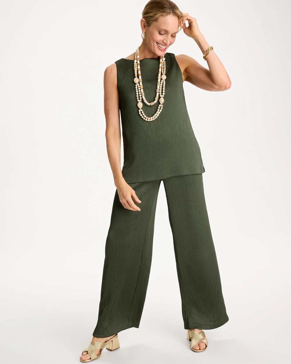 Kelp Forest Petite Travelers™ Crinkle Textured Pants