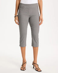 Black Brigitte™ Slim Gingham Pull-On Capri Pant