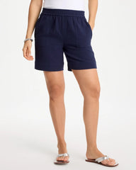 Passport Blue Gauze Cotton Shorts