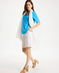 Alabaster Poplin Cotton Roll-Tab Shorts