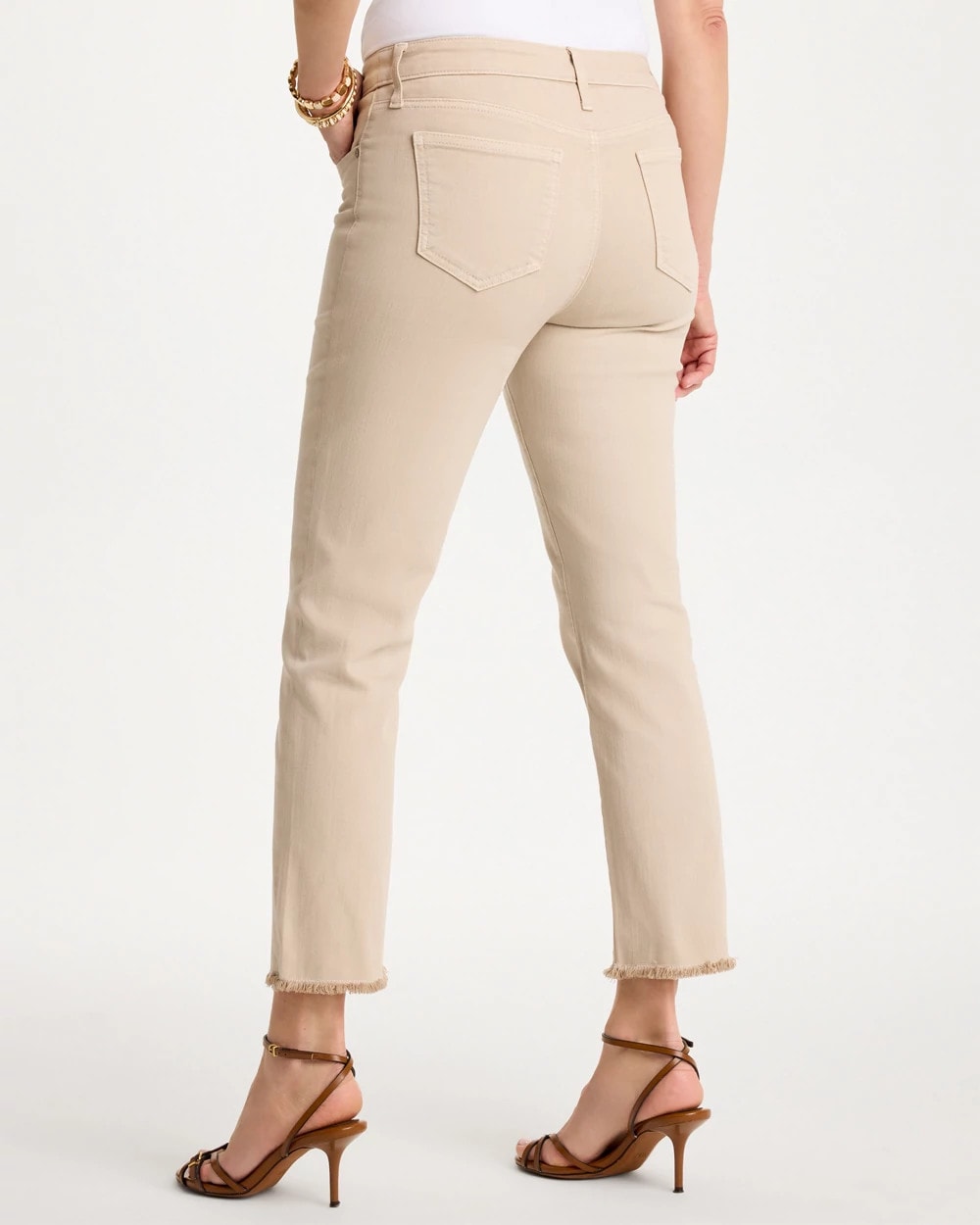 Smokey Taupe Girlfriend Slim Frayed Crop Jeans