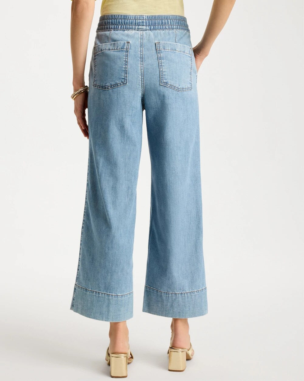 Graciela Indigo Lightweight Wide-Leg Crop Jeans