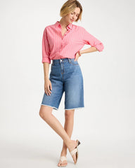 Aquaria Indigo Boyfriend Frayed Jean Shorts