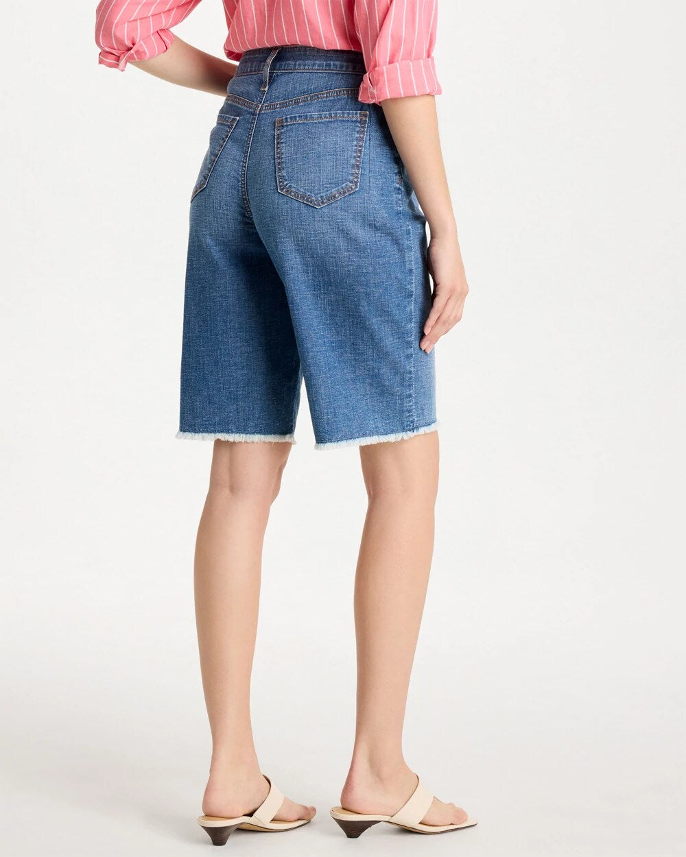 Aquaria Indigo Boyfriend Frayed Jean Shorts