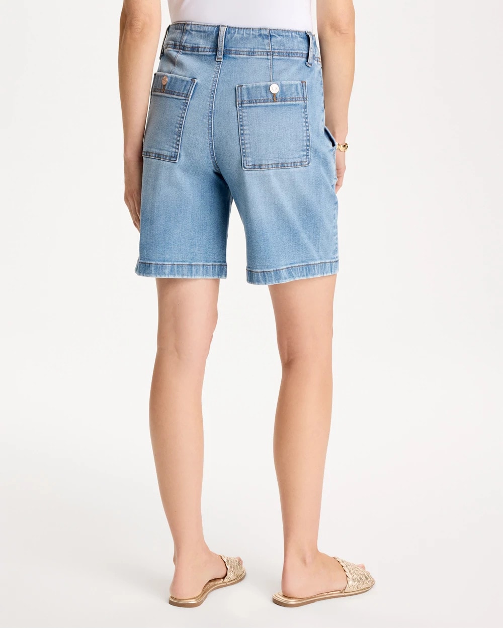 Blue Jay Indigo Pull-On Scallop Button Jean Shorts
