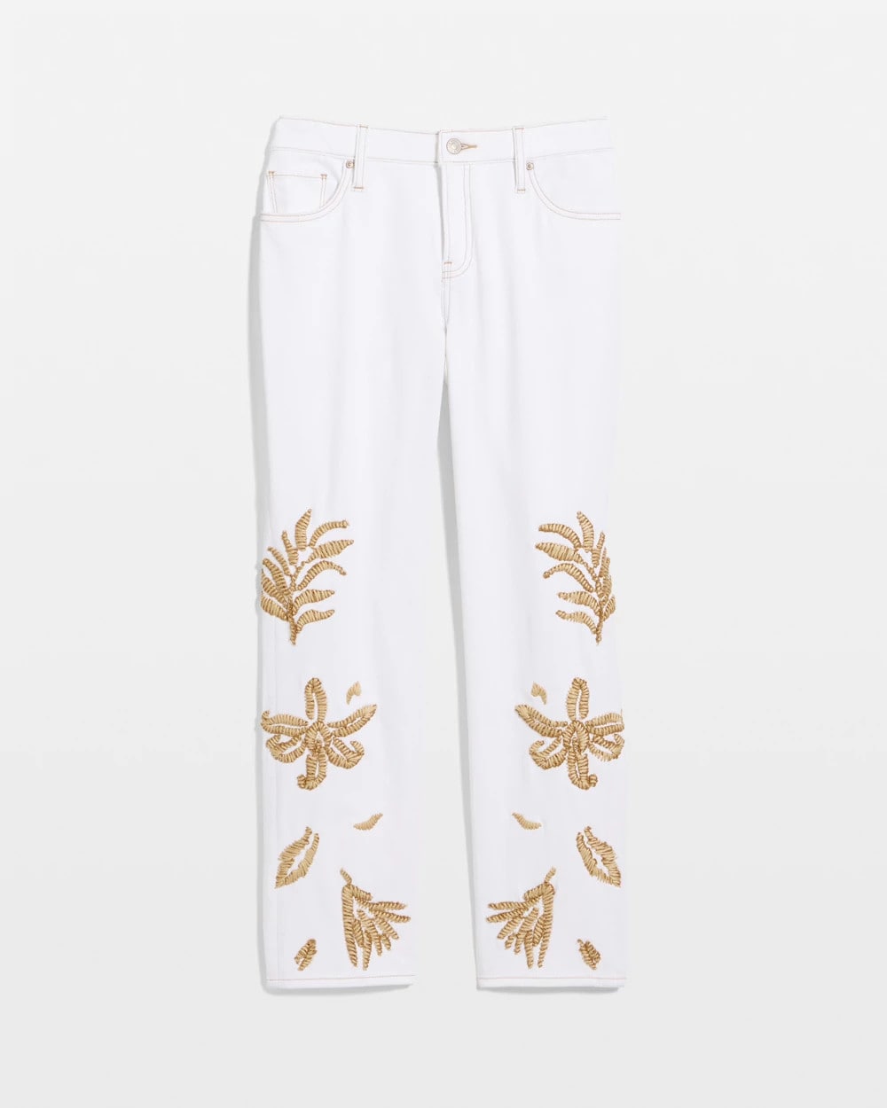 Alabaster Girlfriend Slim Raffia Palm Crop Jeans