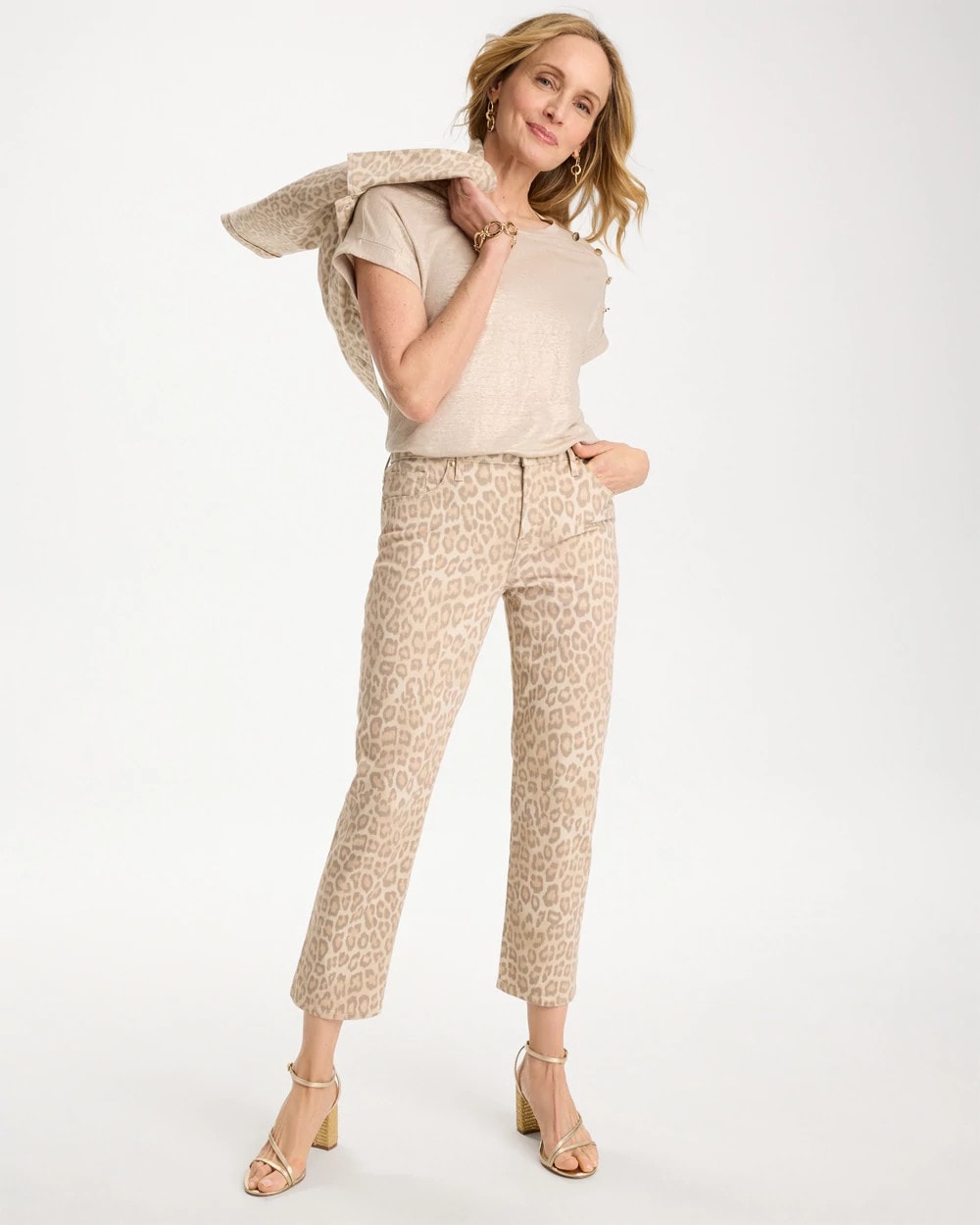 Classic Animal Animal Print Girlfriend Slim Cropped Jeans