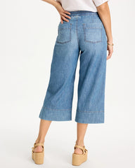 Burano Indigo Lightweight Wide-Leg Capri Jeans