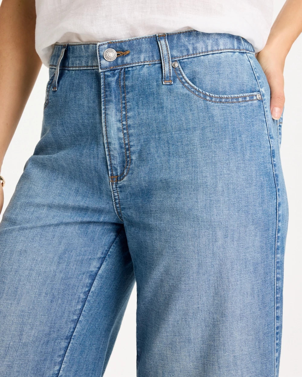 Burano Indigo Lightweight Wide-Leg Capri Jeans