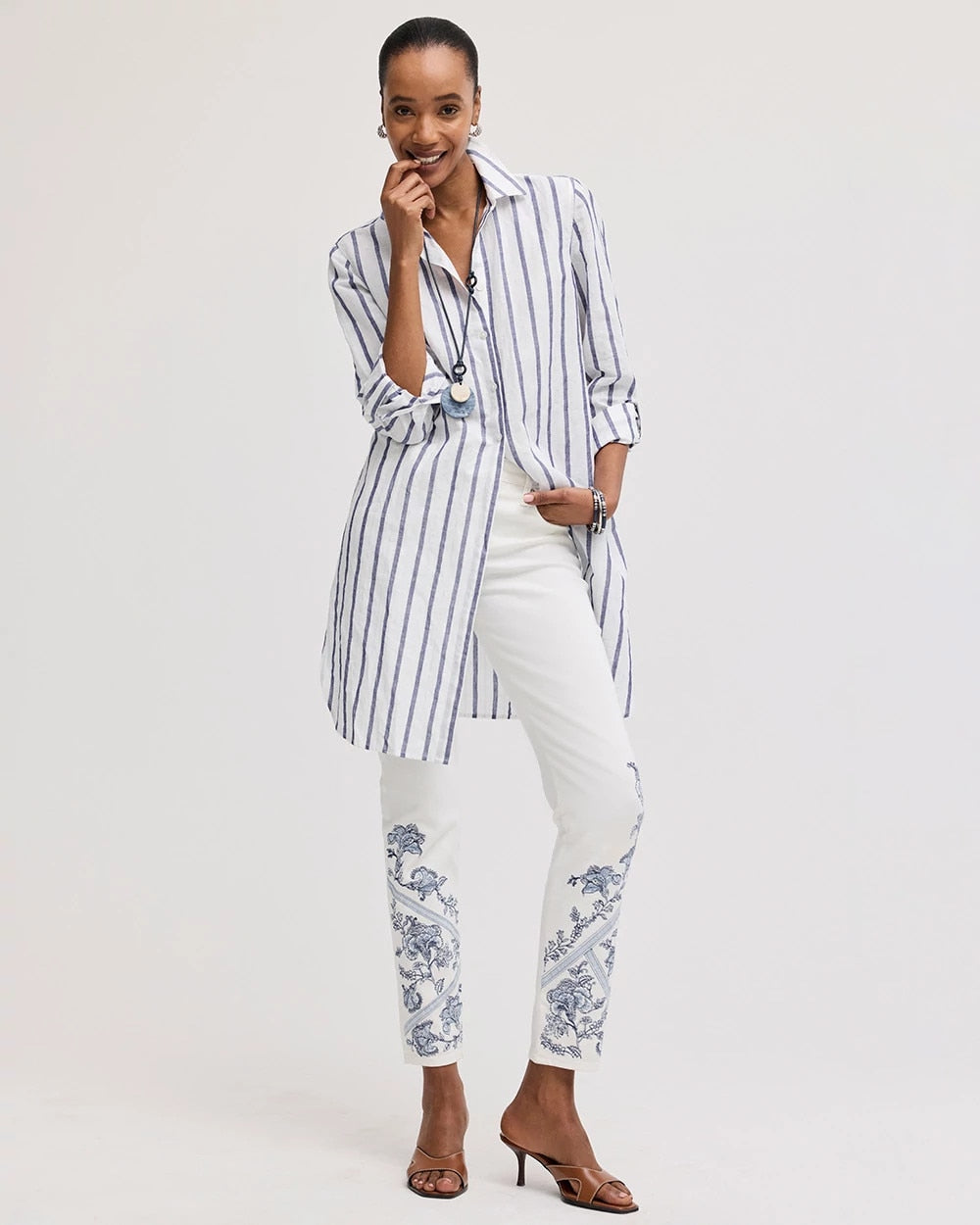 Alabaster Embroidered Girlfriend Slim Ankle Jeans