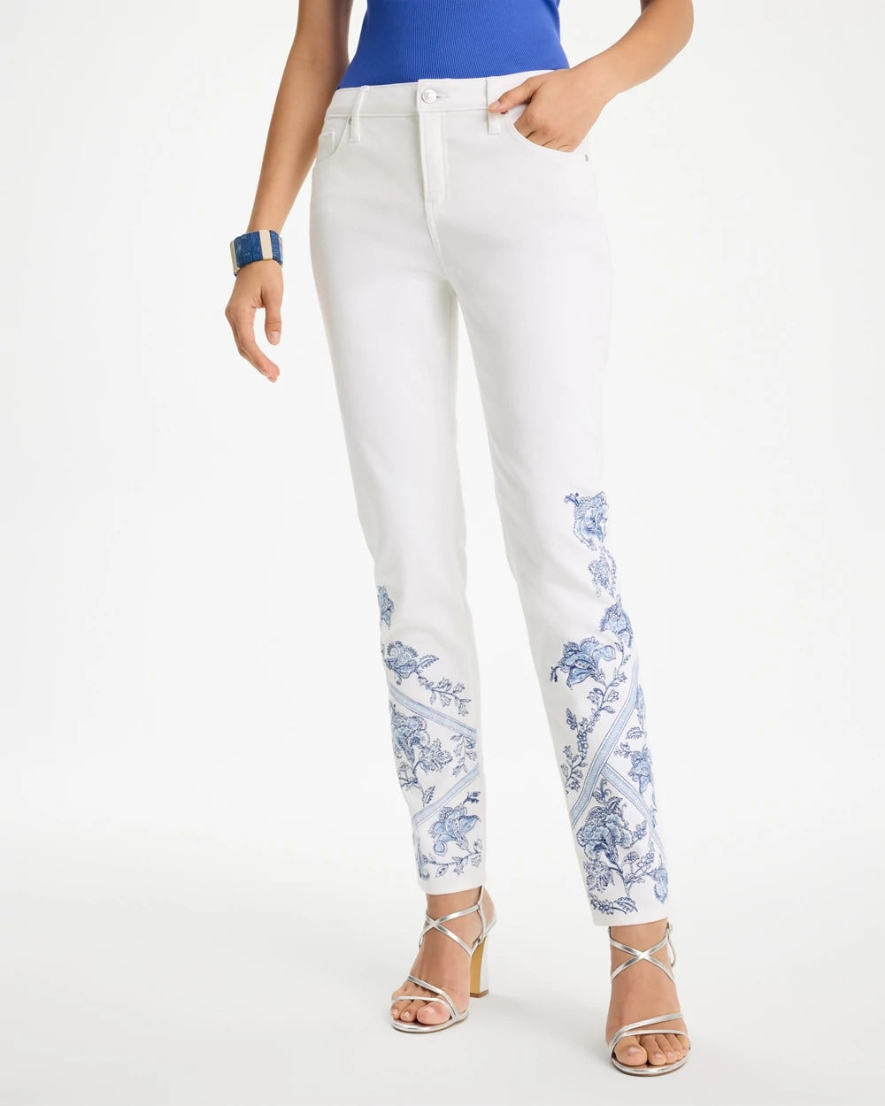 Alabaster Embroidered Girlfriend Slim Ankle Jeans