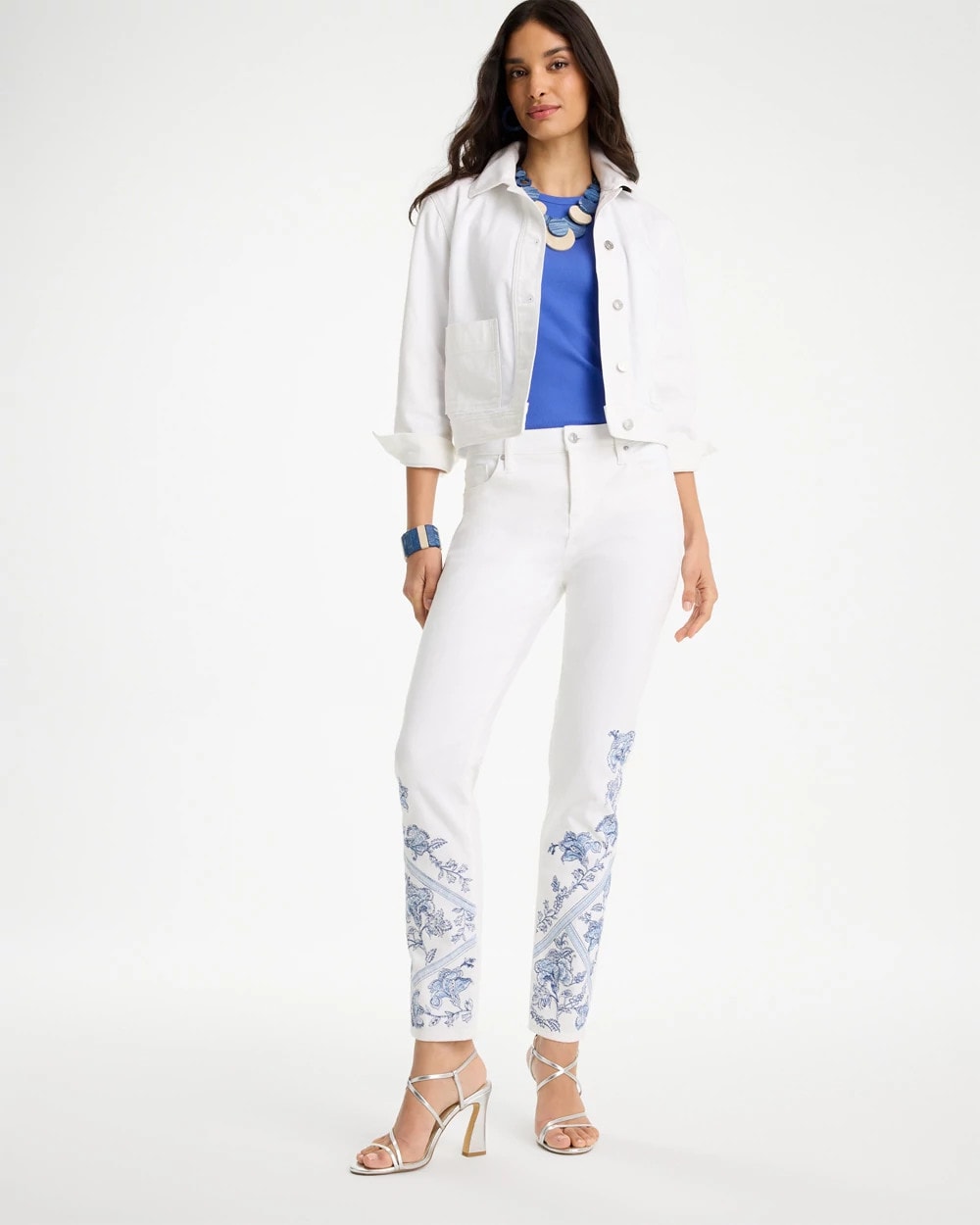 Alabaster Embroidered Girlfriend Slim Ankle Jeans