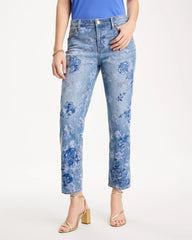 Underwater Indigo Embellished Girlfriend Crop Jean