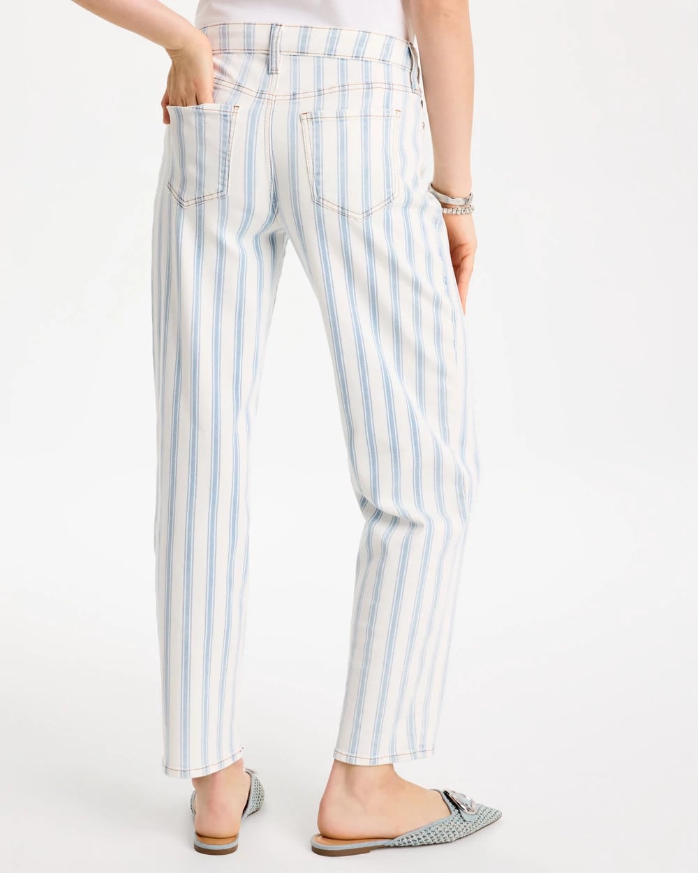 Bungalow Indigo Stripe Striped Relaxed Boyfriend Jean