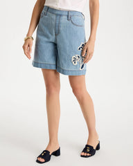 Graciela Indigo Embellished Lightweight Jean Shorts