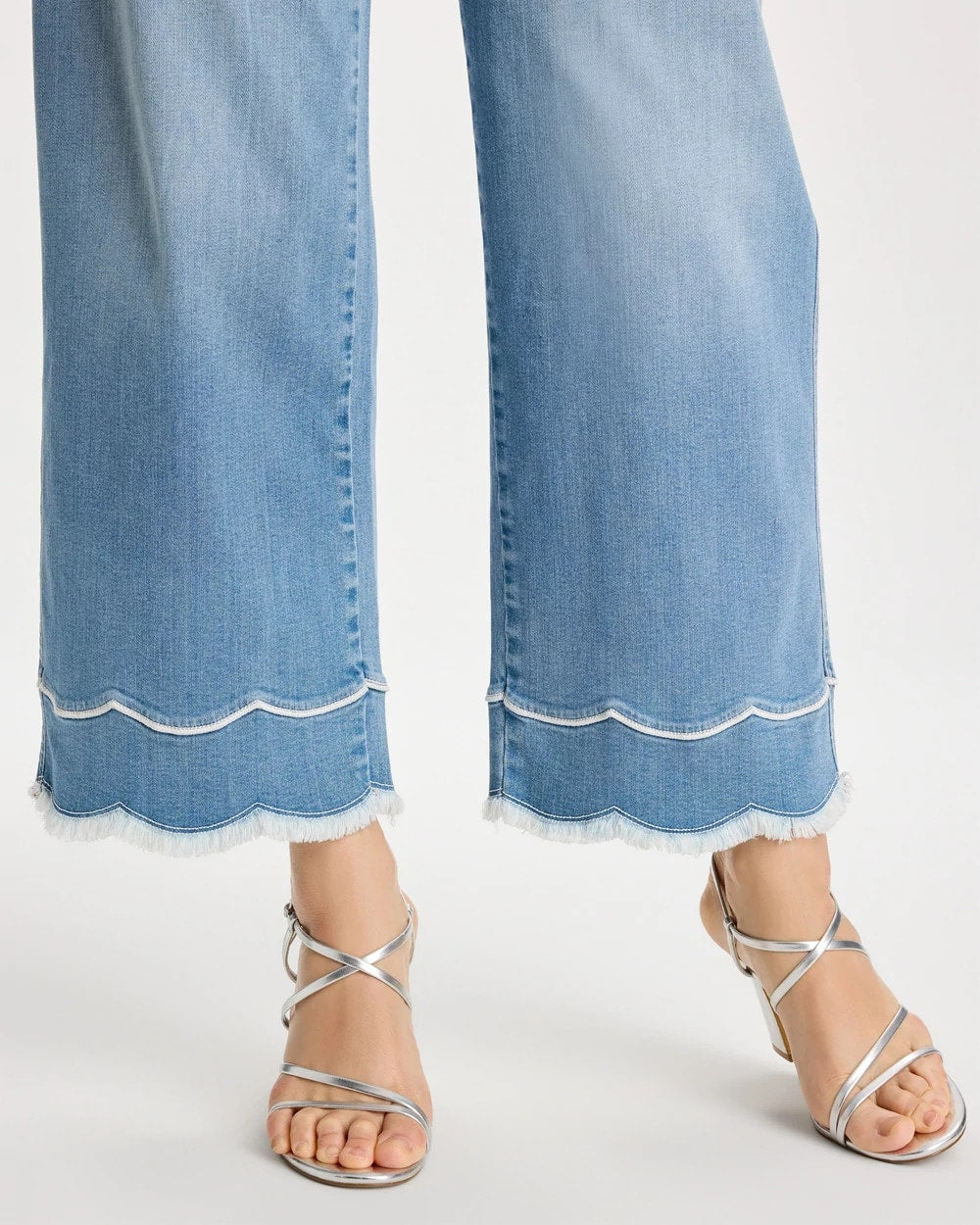 Blue Jay Indigo Scallop Pull-On Wide-Leg Crop Jeans