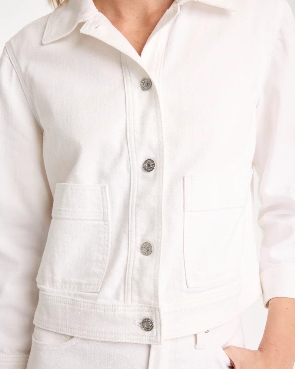 Alabaster Cropped Denim Trucker Jacket