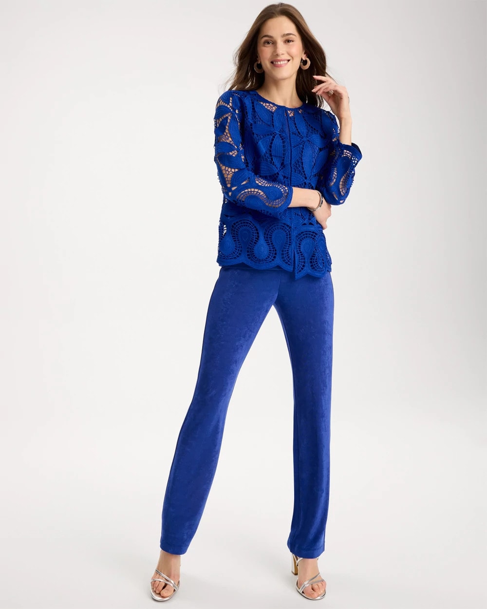 Rich Cobalt Travelers™ Collection Macramé Lace Jacket