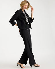 Black Linen Moto Jacket
